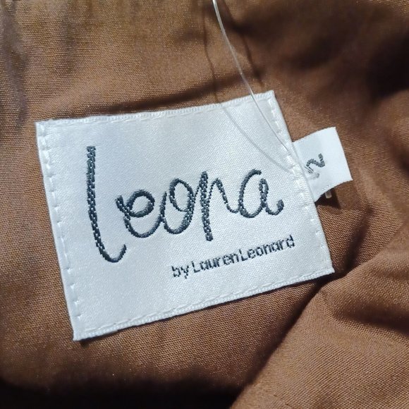 LEONA by LAUREN LEONARD Sz 2 Corduroy Cut Out Brown Shift Dress Sleeveless Lined - Picture 14 of 15